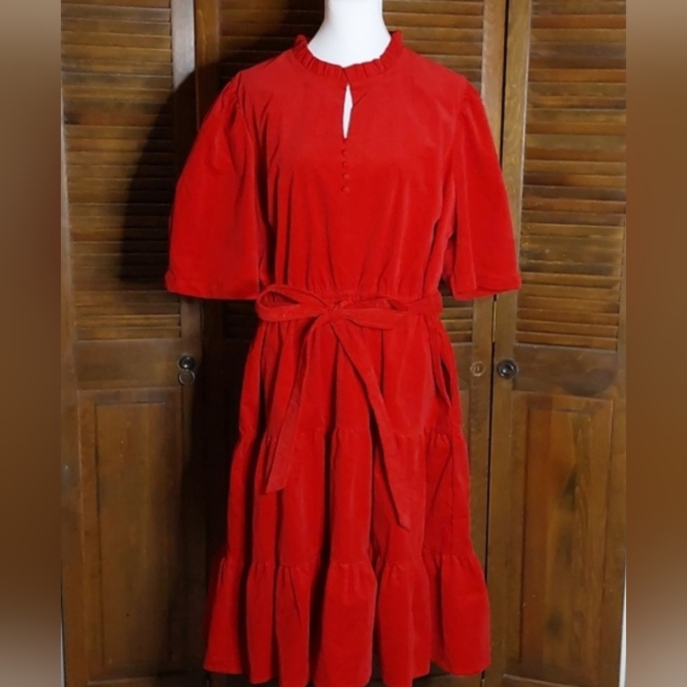 Draper James Red Corduroy Dress - Picture 3 of 12
